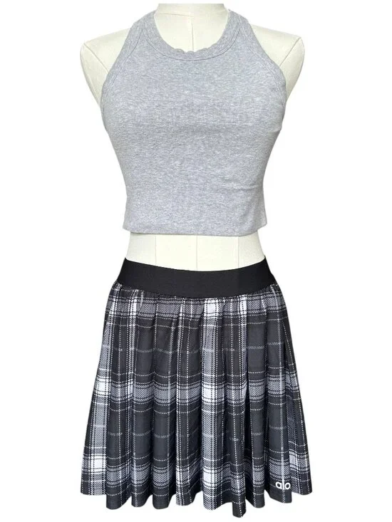 Alo Yoga High Neck Crop Tank Ribbed Seamless Gray S - Picture 8 of 9